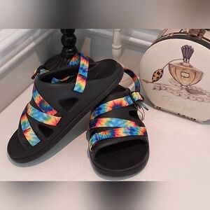 Chaco Rainbow & Black Kids Sandals Sz 3 NWOB